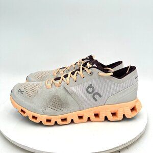 On Cloud X Swiss Engineering Women Size 8 40.99699 Silver Almond Peach Shoes